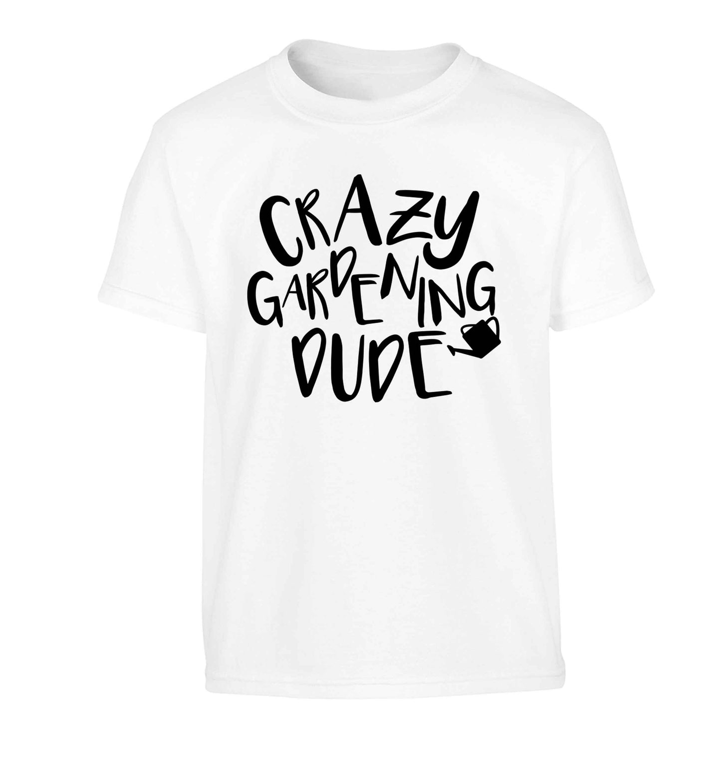 Crazy gardening dude Children's white Tshirt 12-13 Years