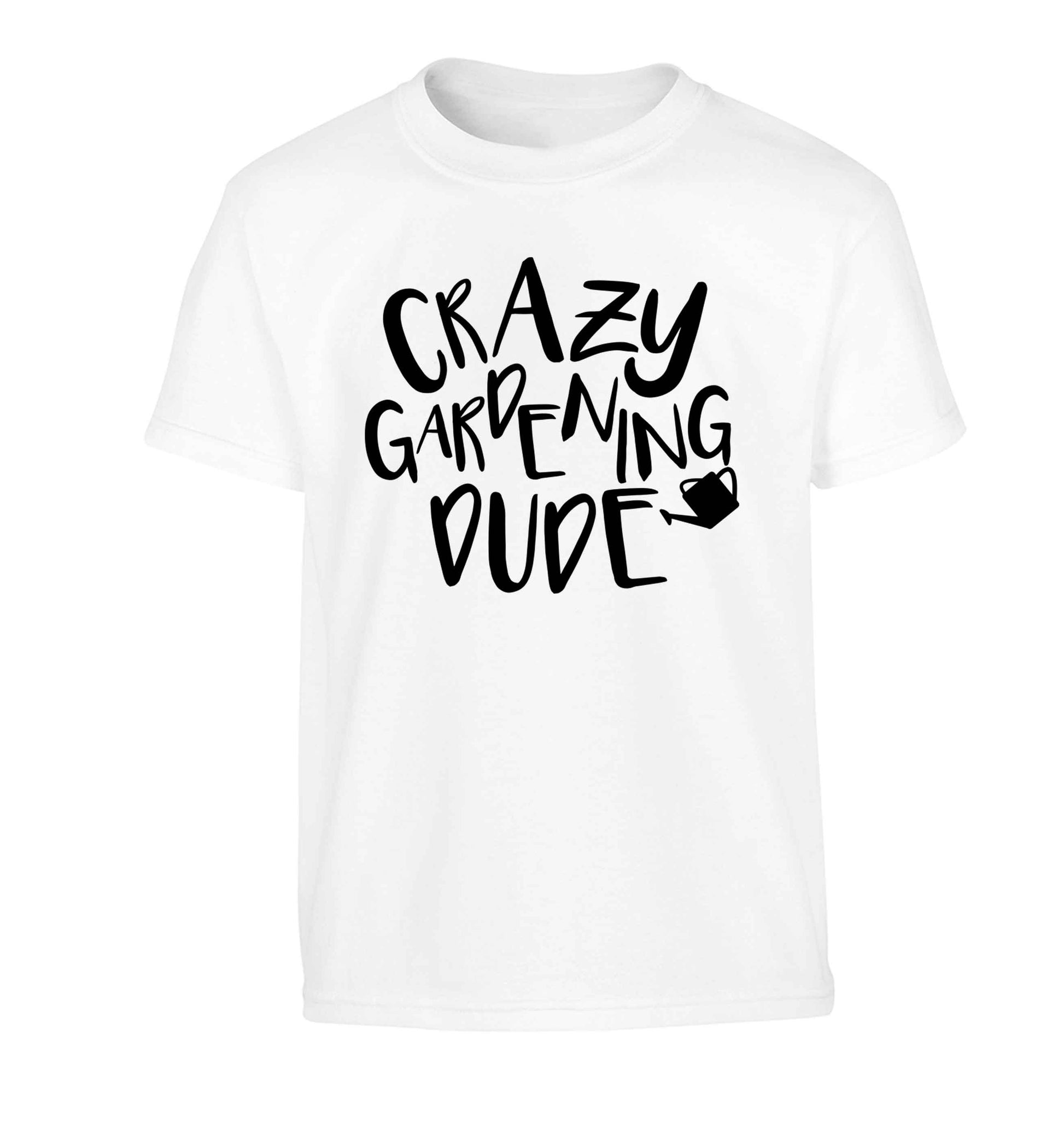 Crazy gardening dude Children's white Tshirt 12-13 Years