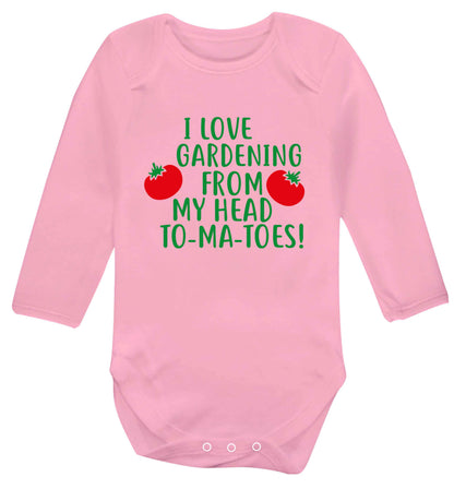 I love gardening from my head to-ma-toes Baby Vest long sleeved pale pink 6-12 months