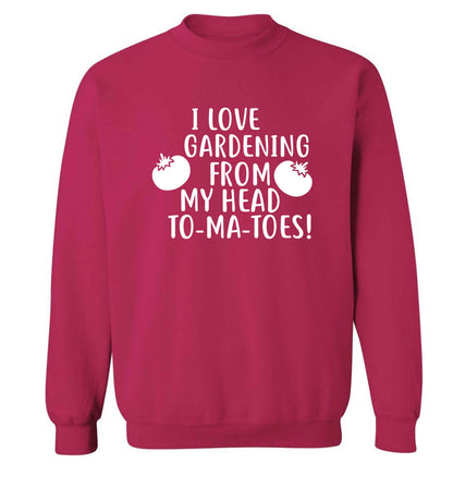 I love gardening from my head to-ma-toes Adult's unisex pink Sweater 2XL