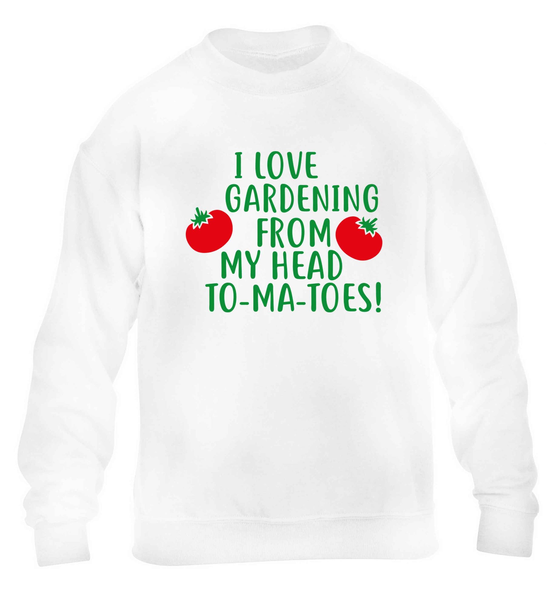 I love gardening from my head to-ma-toes children's white sweater 12-13 Years