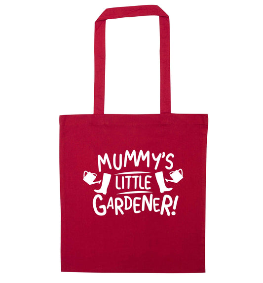 Mummy's little gardener red tote bag
