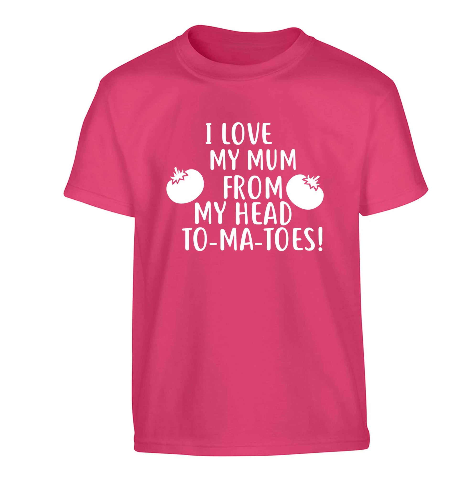 I love my mum from my head to-my-toes! Children's pink Tshirt 12-13 Years