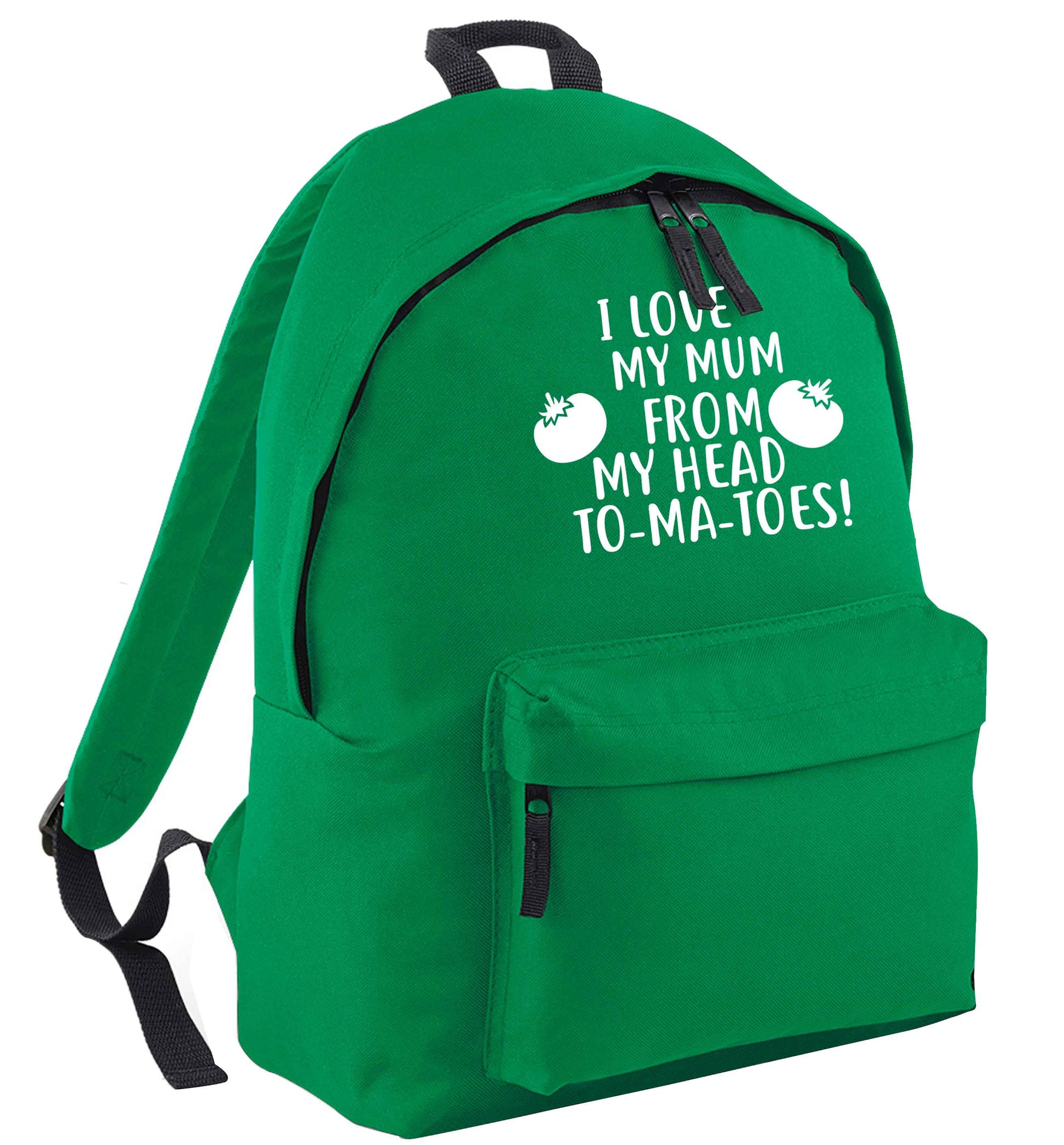 I love my mum from my head to-my-toes! green adults backpack