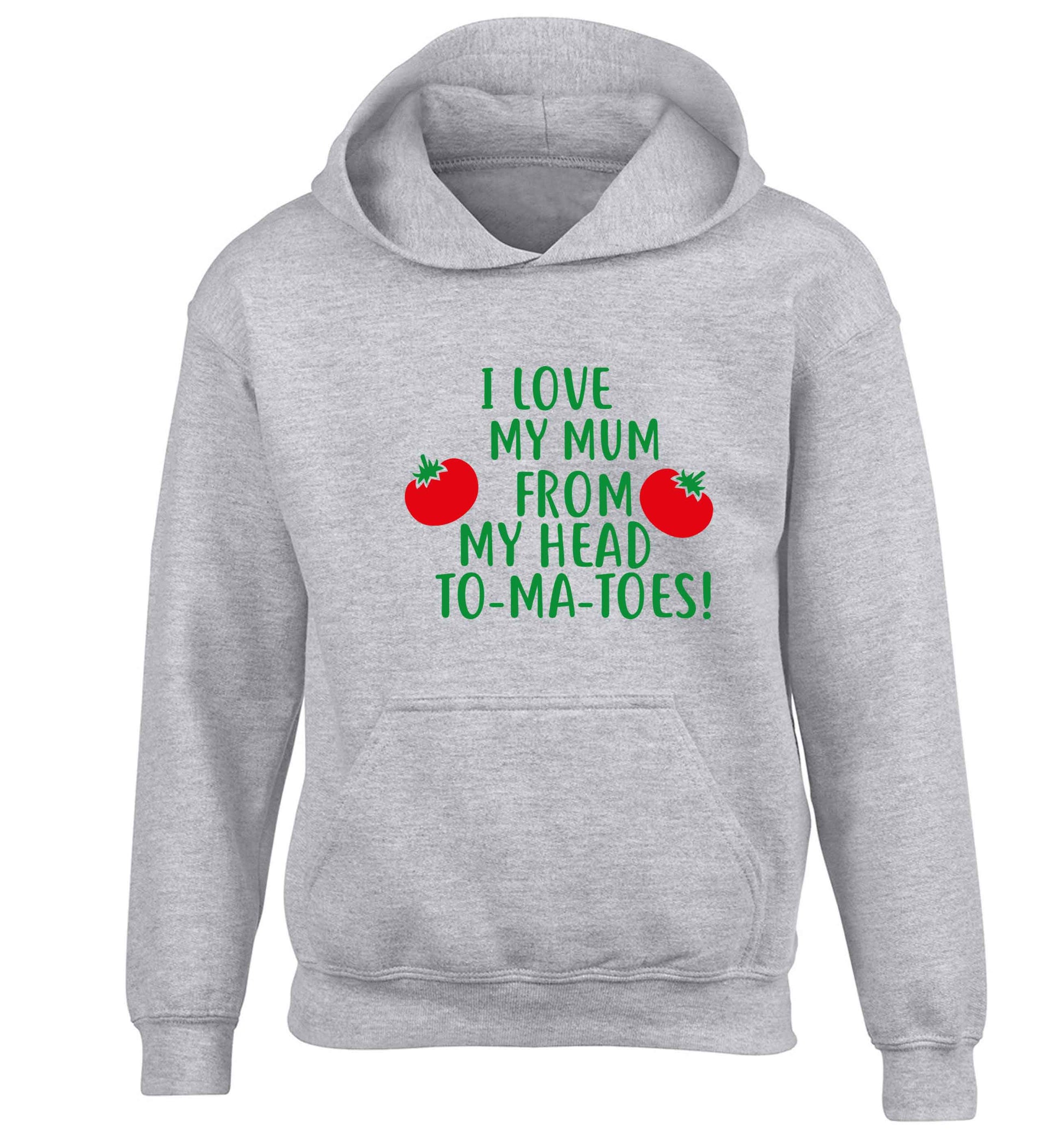 I love my mum from my head to-my-toes! children's grey hoodie 12-13 Years