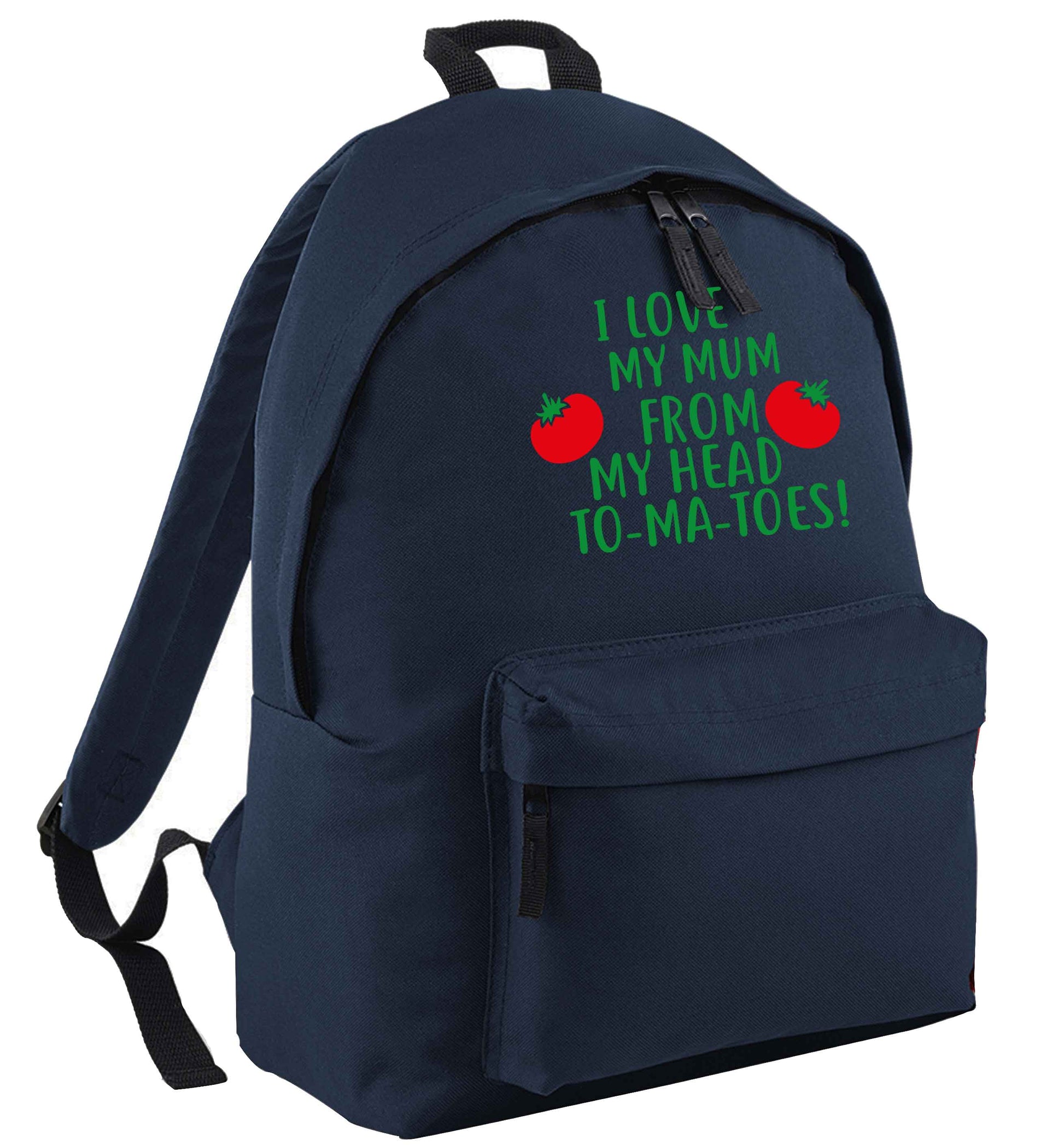 I love my mum from my head to-my-toes! navy adults backpack