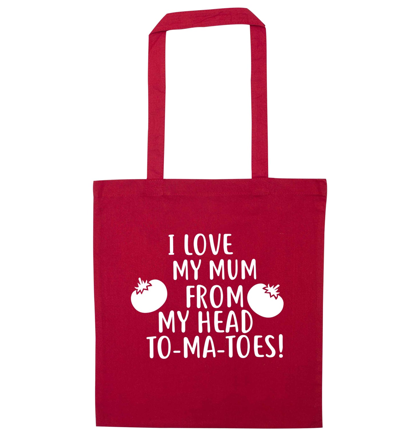 I love my mummy from my head to-my-toes red tote bag