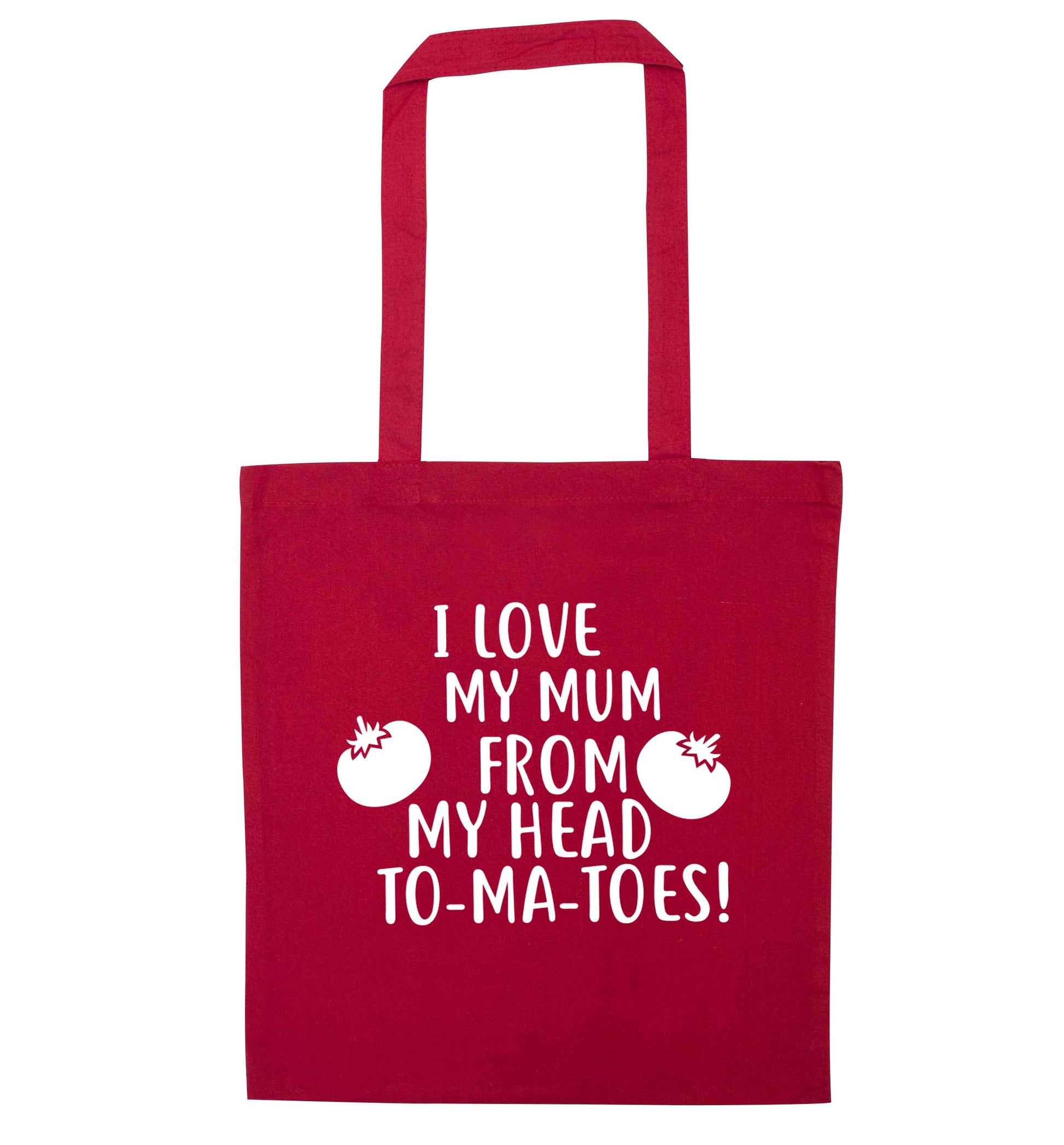 I love my mummy from my head to-my-toes red tote bag