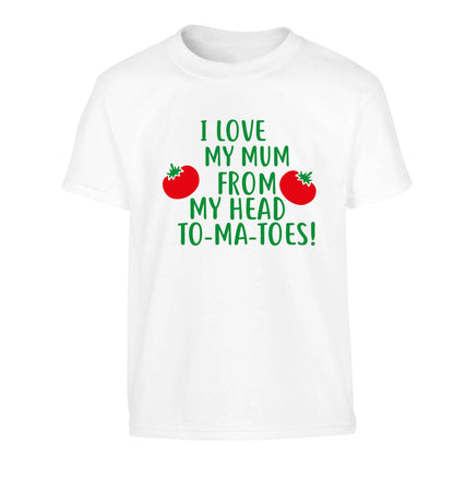 I love my mum from my head to-my-toes! Children's white Tshirt 12-13 Years