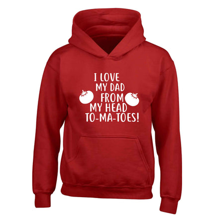 I love my dad from my head to-ma-toes children's red hoodie 12-13 Years