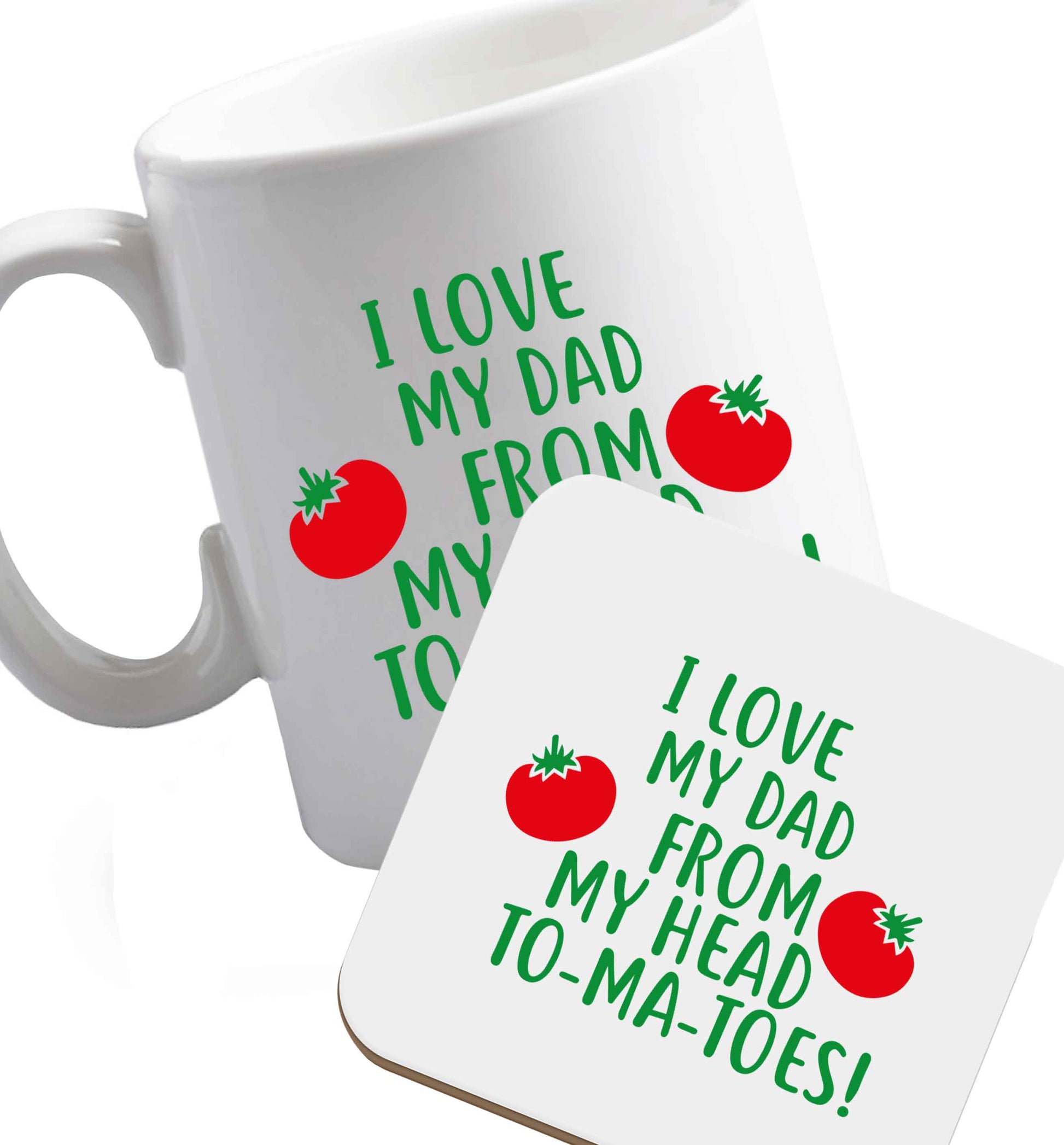 10 oz Favourite Type Pan Pancake ceramic mug and coaster set right handed