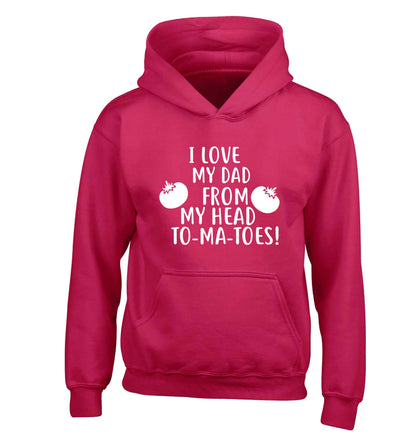 I love my dad from my head to-ma-toes children's pink hoodie 12-13 Years
