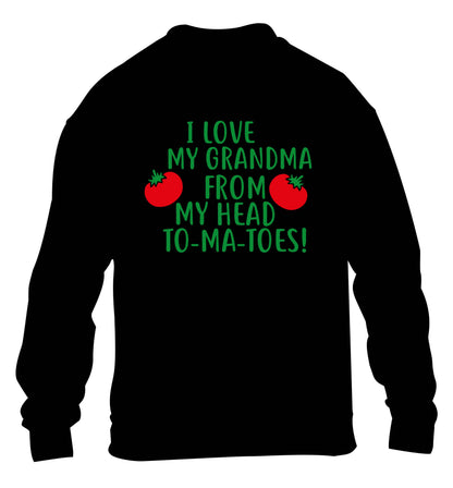 I love my grandma from my head to-ma-toes children's black sweater 12-13 Years