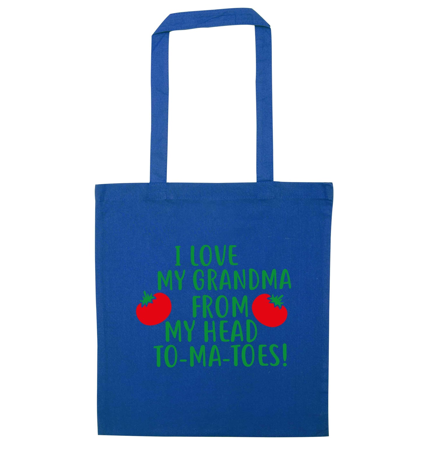 I love my grandma from my head to-ma-toes blue tote bag