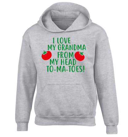I love my grandma from my head to-ma-toes children's grey hoodie 12-13 Years