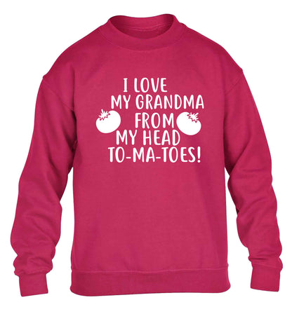 I love my grandma from my head to-ma-toes children's pink sweater 12-13 Years