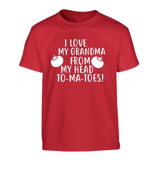 I love my grandma from my head to-ma-toes Children's red Tshirt 12-13 Years