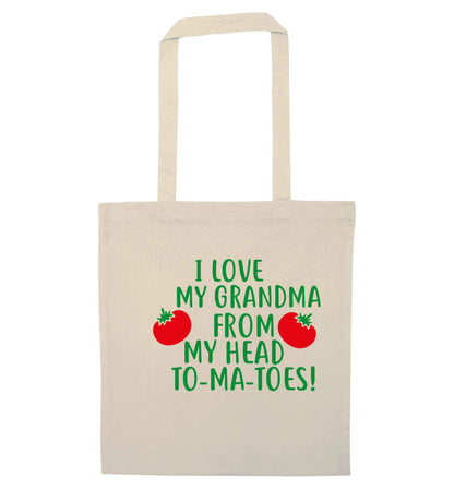 I love my grandma from my head to-ma-toes natural tote bag