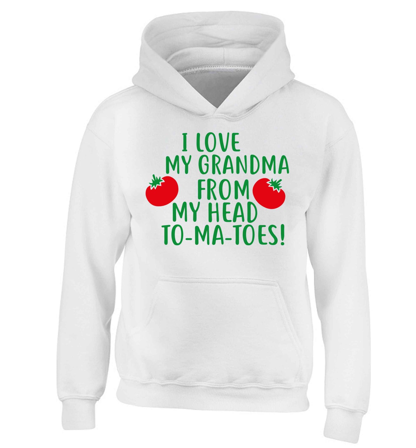 I love my grandma from my head to-ma-toes children's white hoodie 12-13 Years