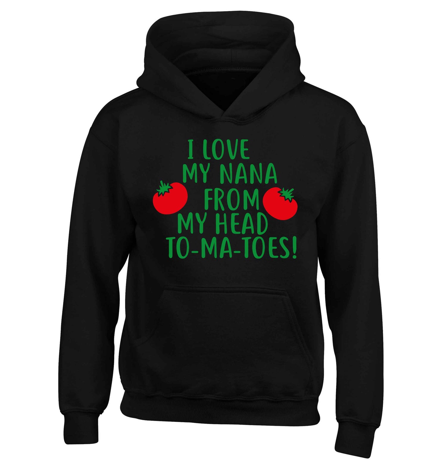 I love my nana from my head to-ma-toes children's black hoodie 12-13 Years