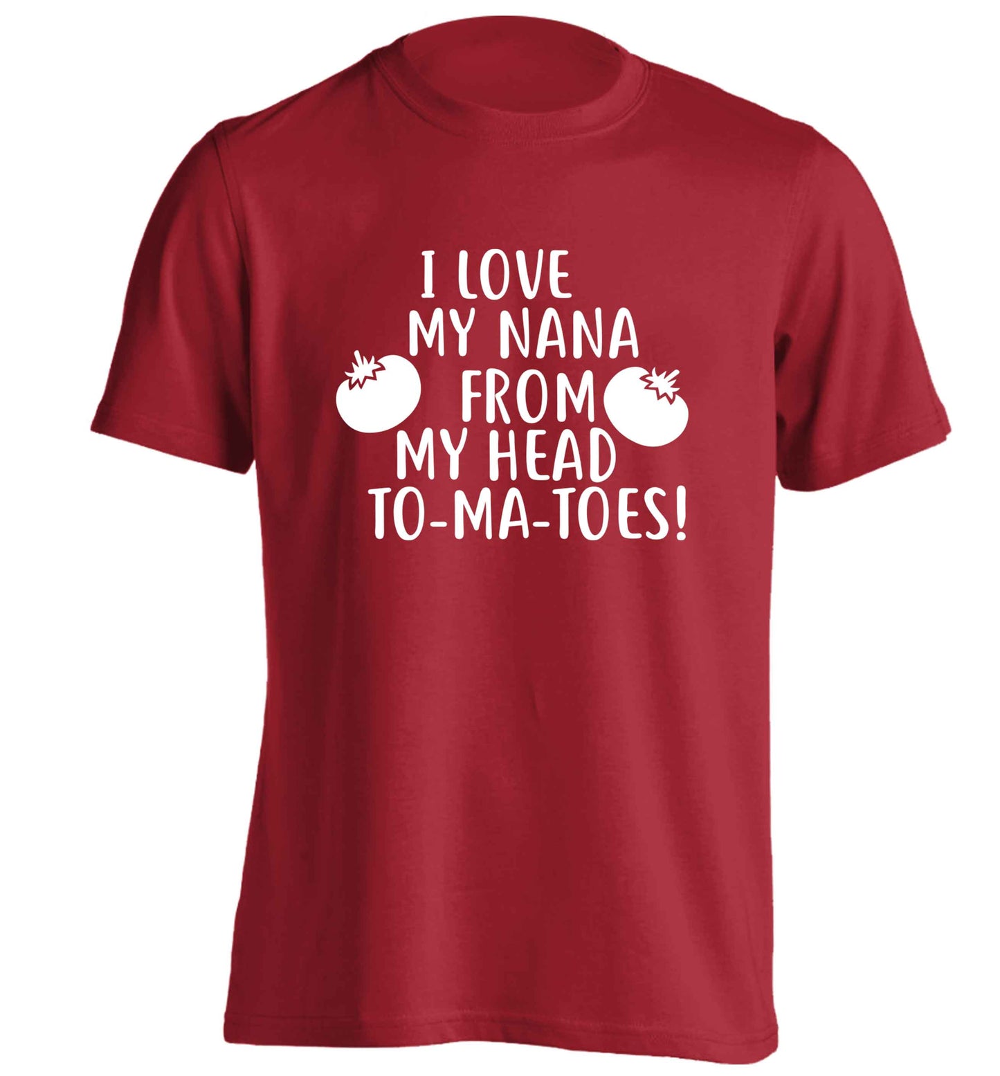 I love my nana from my head to-ma-toes adults unisex red Tshirt 2XL