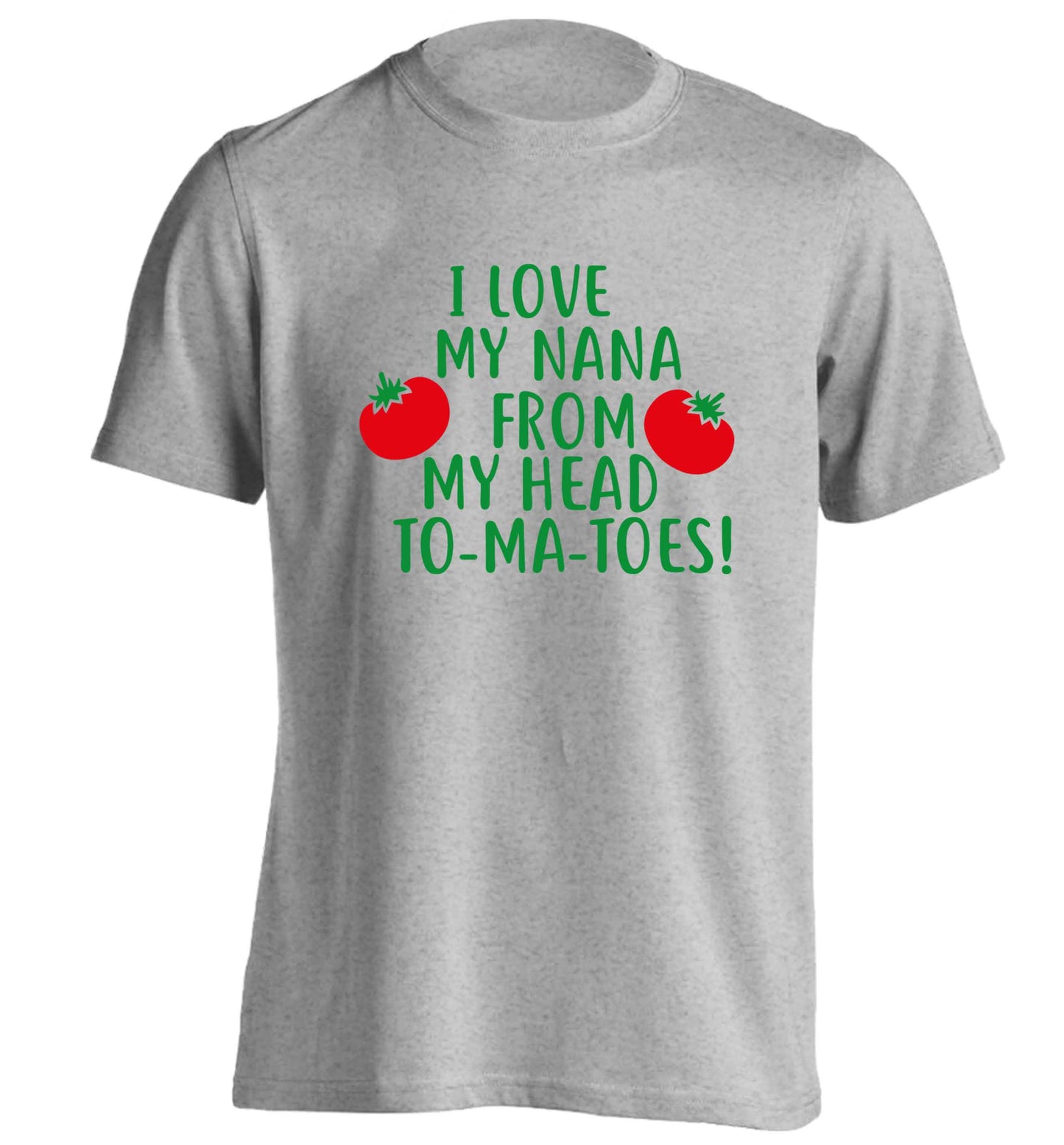 I love my nana from my head to-ma-toes adults unisex grey Tshirt 2XL
