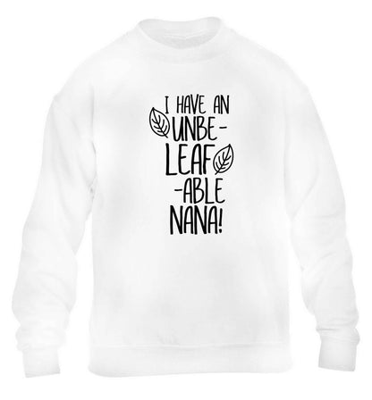 I have an unbe-leaf-able nana children's white sweater 12-13 Years
