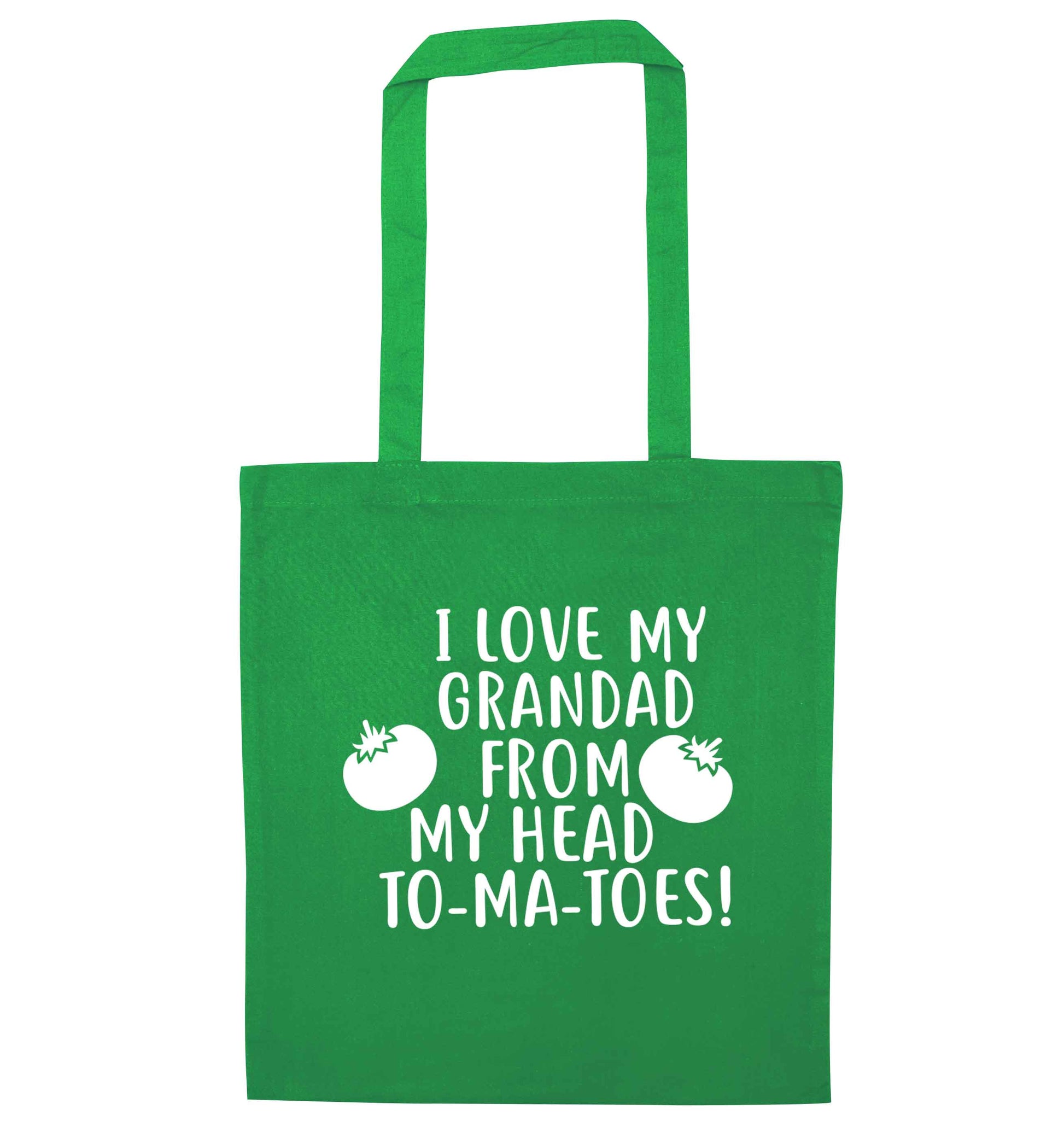 I love my grandad from my head To-Ma-Toes green tote bag