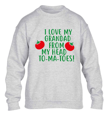 I love my grandad from my head To-Ma-Toes children's grey sweater 12-13 Years