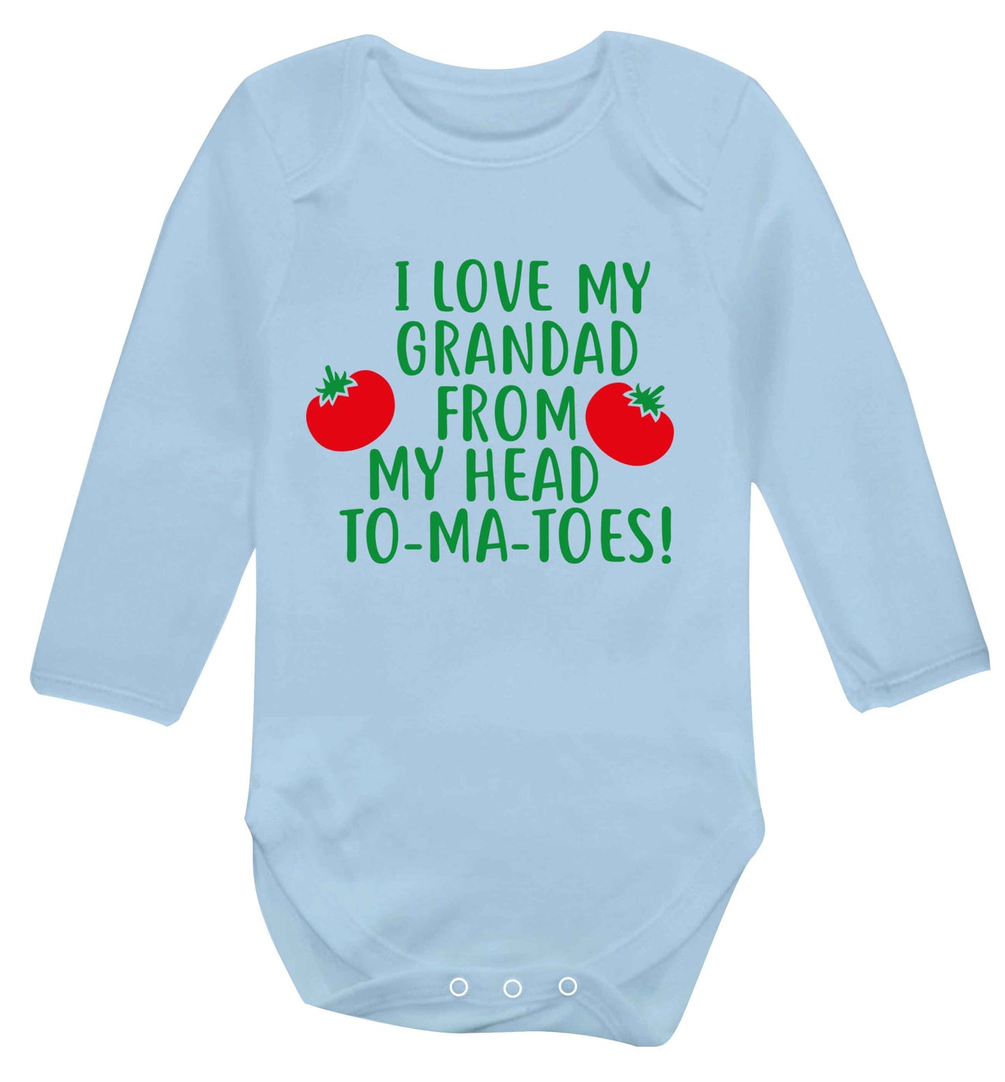 I love my grandad from my head To-Ma-Toes Baby Vest long sleeved pale blue 6-12 months