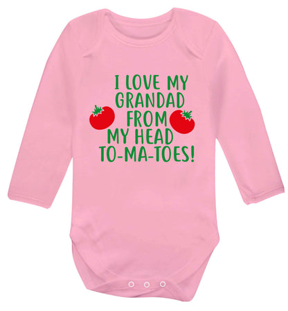 I love my grandad from my head To-Ma-Toes Baby Vest long sleeved pale pink 6-12 months
