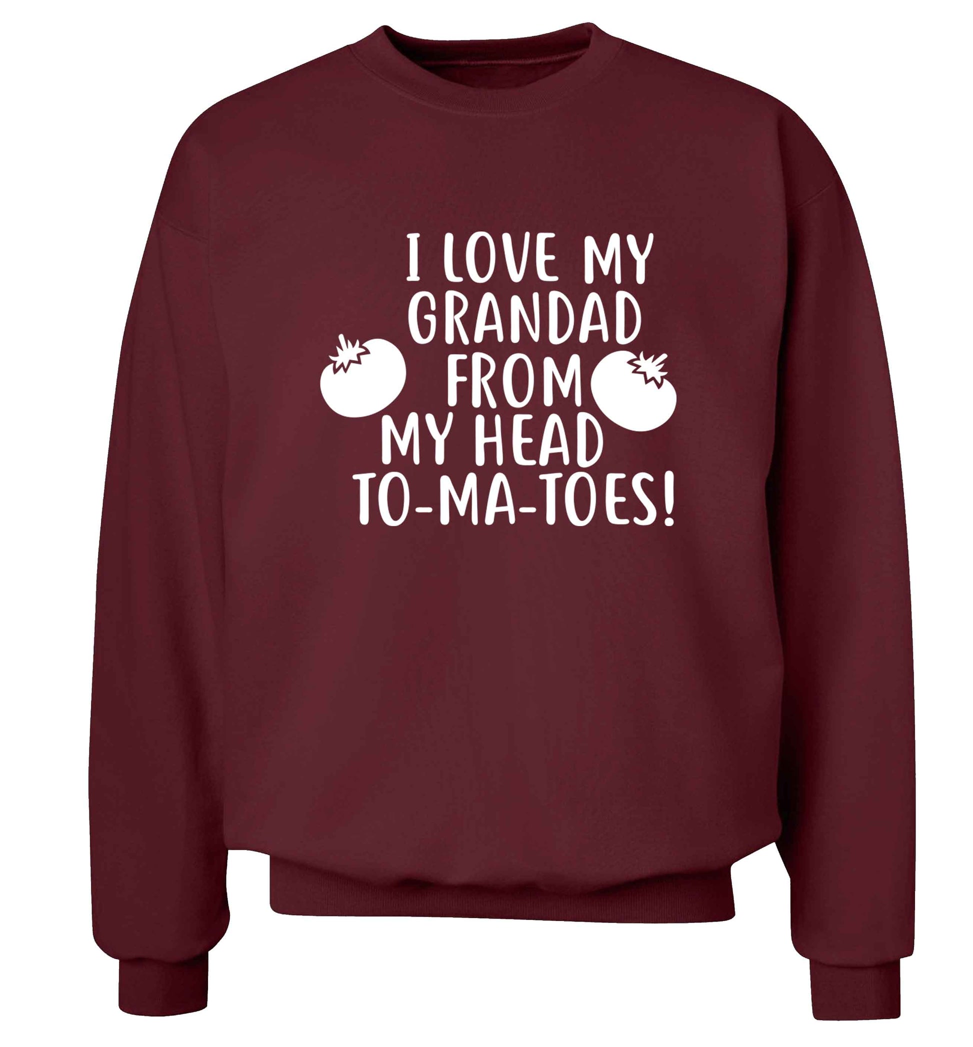 I love my grandad from my head To-Ma-Toes Adult's unisex maroon Sweater 2XL