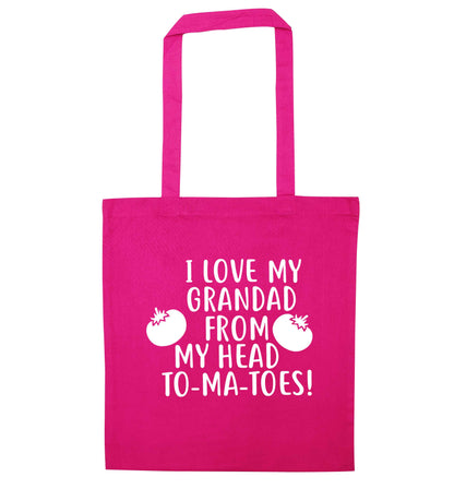 I love my grandad from my head To-Ma-Toes pink tote bag