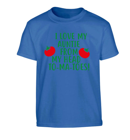I love my auntie from my head To-Ma-Toes Children's blue Tshirt 12-13 Years