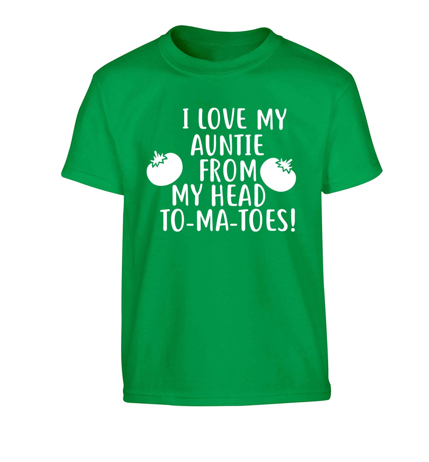 I love my auntie from my head To-Ma-Toes Children's green Tshirt 12-13 Years