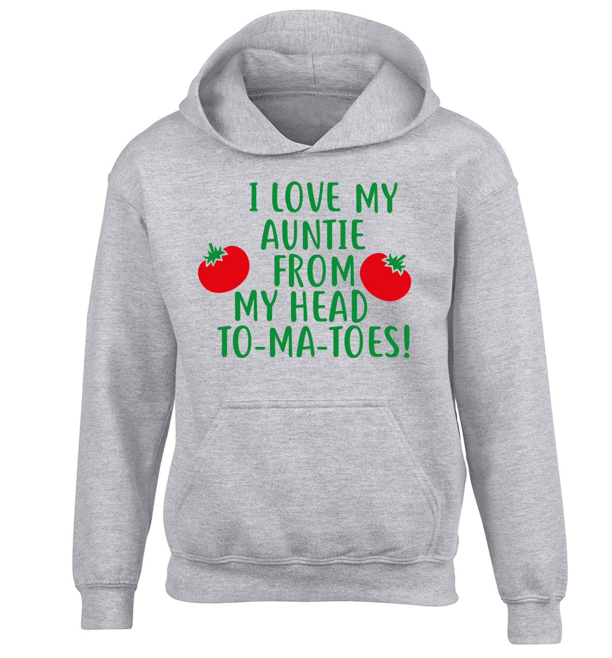 I love my auntie from my head To-Ma-Toes children's grey hoodie 12-13 Years
