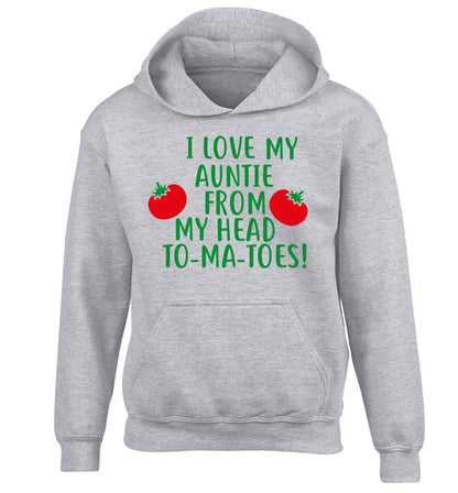 I love my auntie from my head To-Ma-Toes children's grey hoodie 12-13 Years