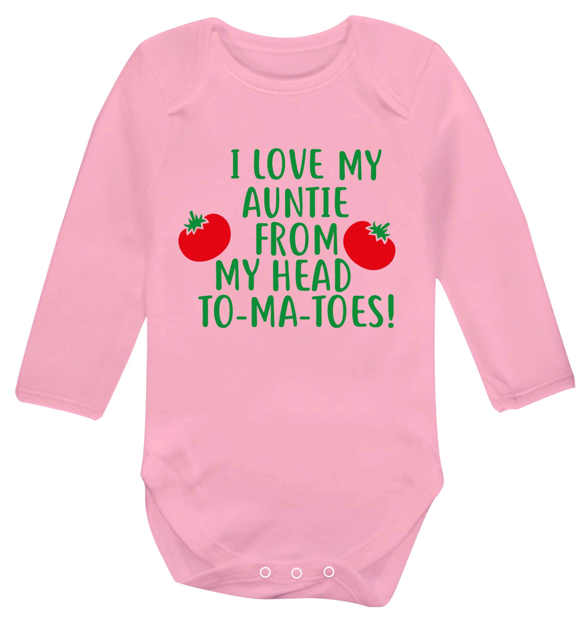 I love my auntie from my head To-Ma-Toes Baby Vest long sleeved pale pink 6-12 months