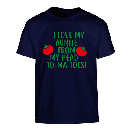 I love my auntie from my head To-Ma-Toes Children's navy Tshirt 12-13 Years