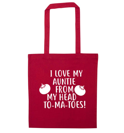 I love my auntie from my head To-Ma-Toes red tote bag