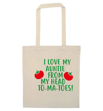 I love my auntie from my head To-Ma-Toes natural tote bag