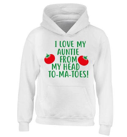 I love my auntie from my head To-Ma-Toes children's white hoodie 12-13 Years