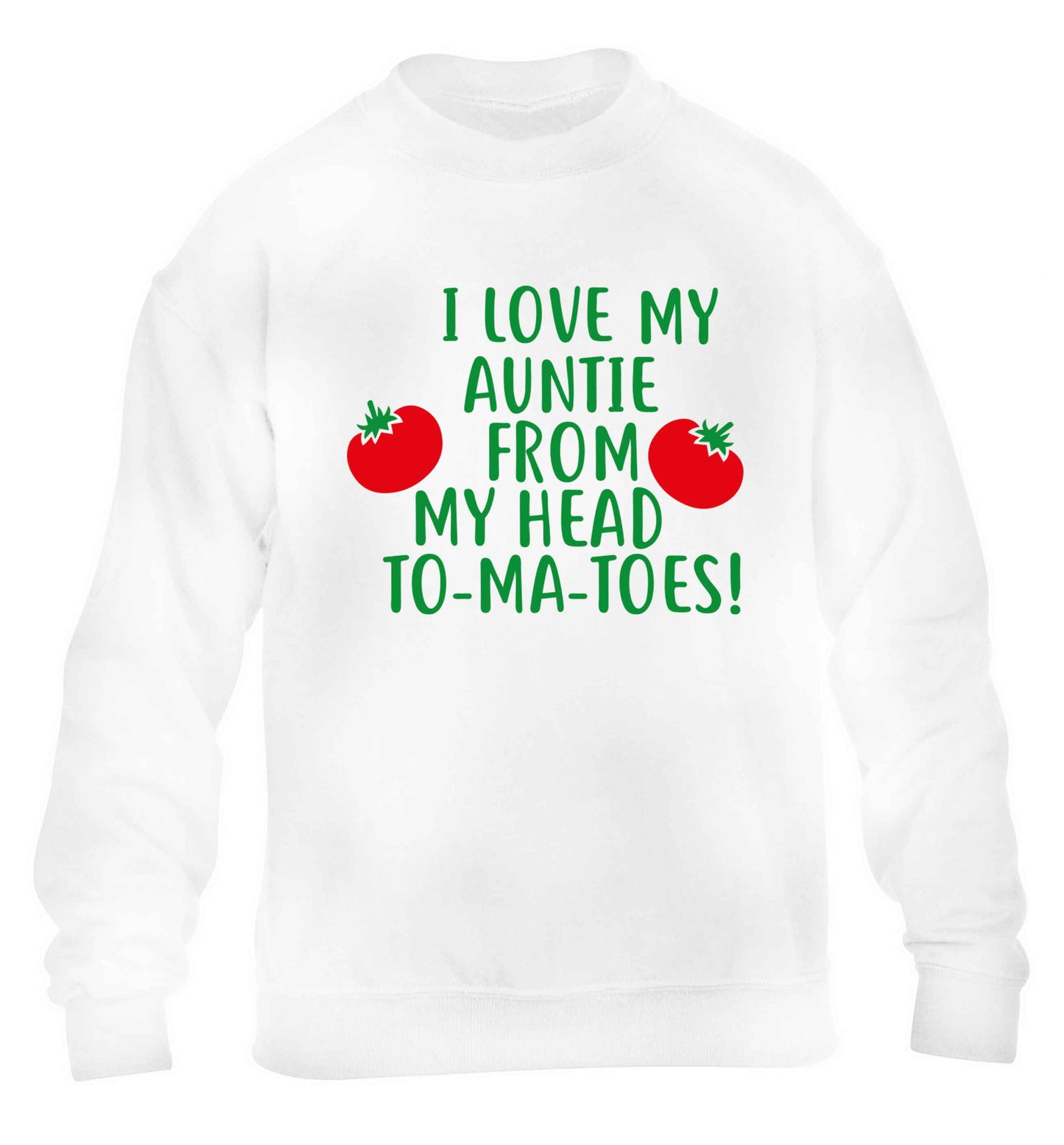 I love my auntie from my head To-Ma-Toes children's white sweater 12-13 Years