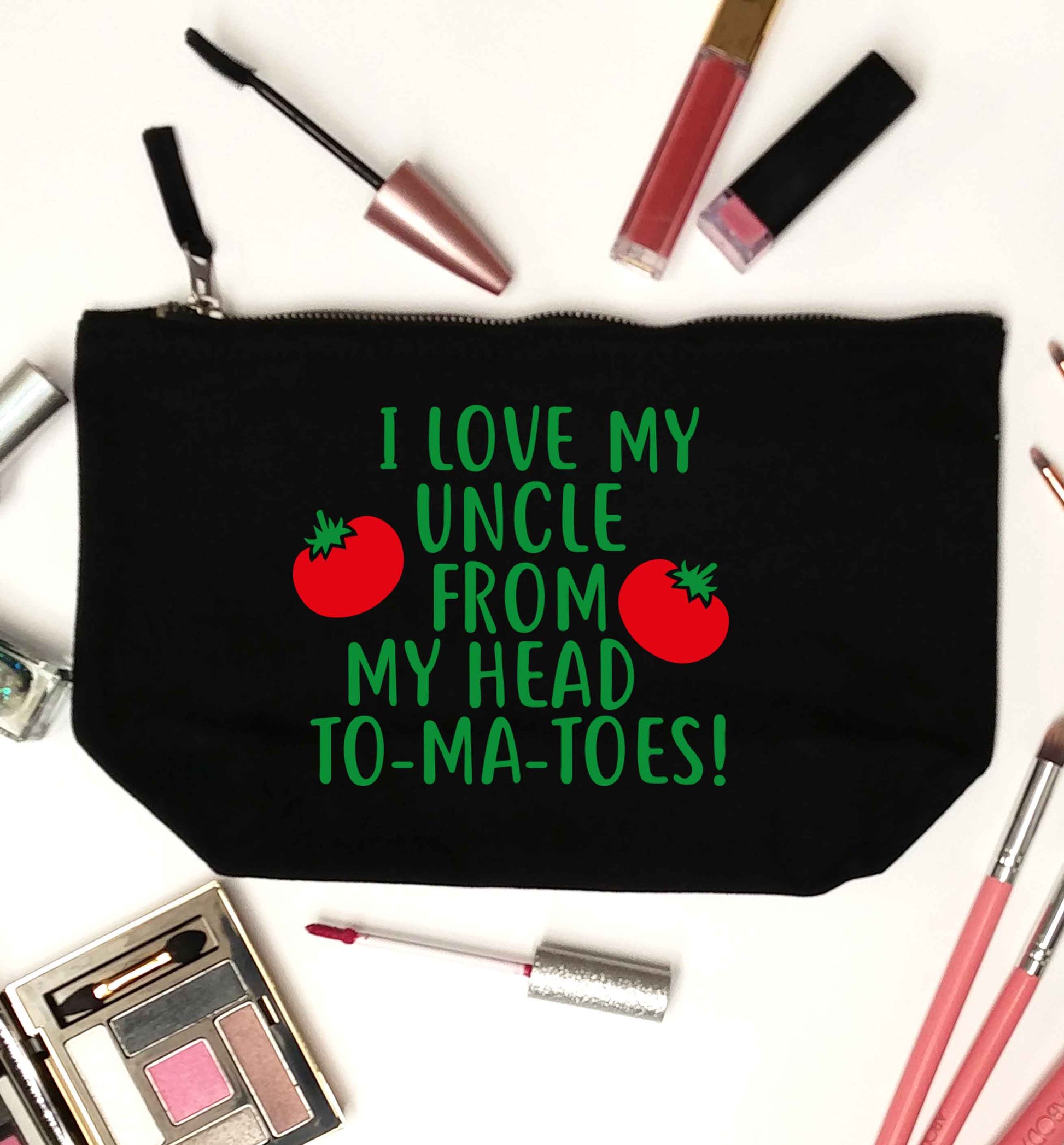I love my uncle from my head To-Ma-Toes black makeup bag