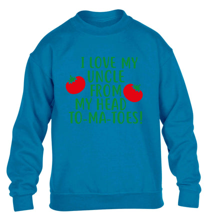 I love my uncle from my head To-Ma-Toes children's blue sweater 12-13 Years