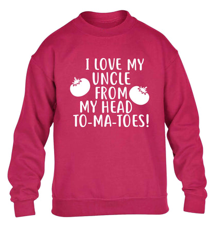 I love my uncle from my head To-Ma-Toes children's pink sweater 12-13 Years