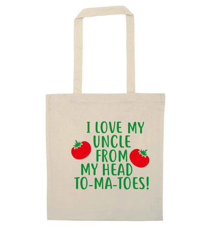 I love my uncle from my head To-Ma-Toes natural tote bag