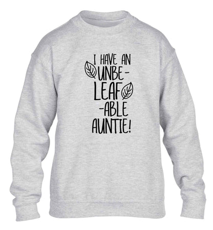 I have an unbe-leaf-able auntie children's grey sweater 12-13 Years