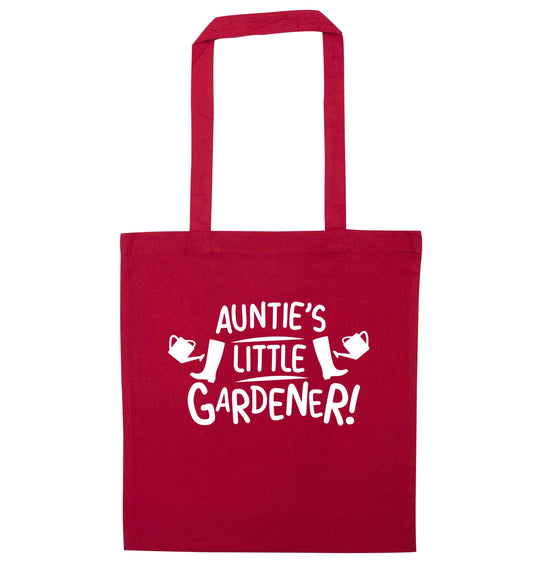 Auntie's little gardener red tote bag