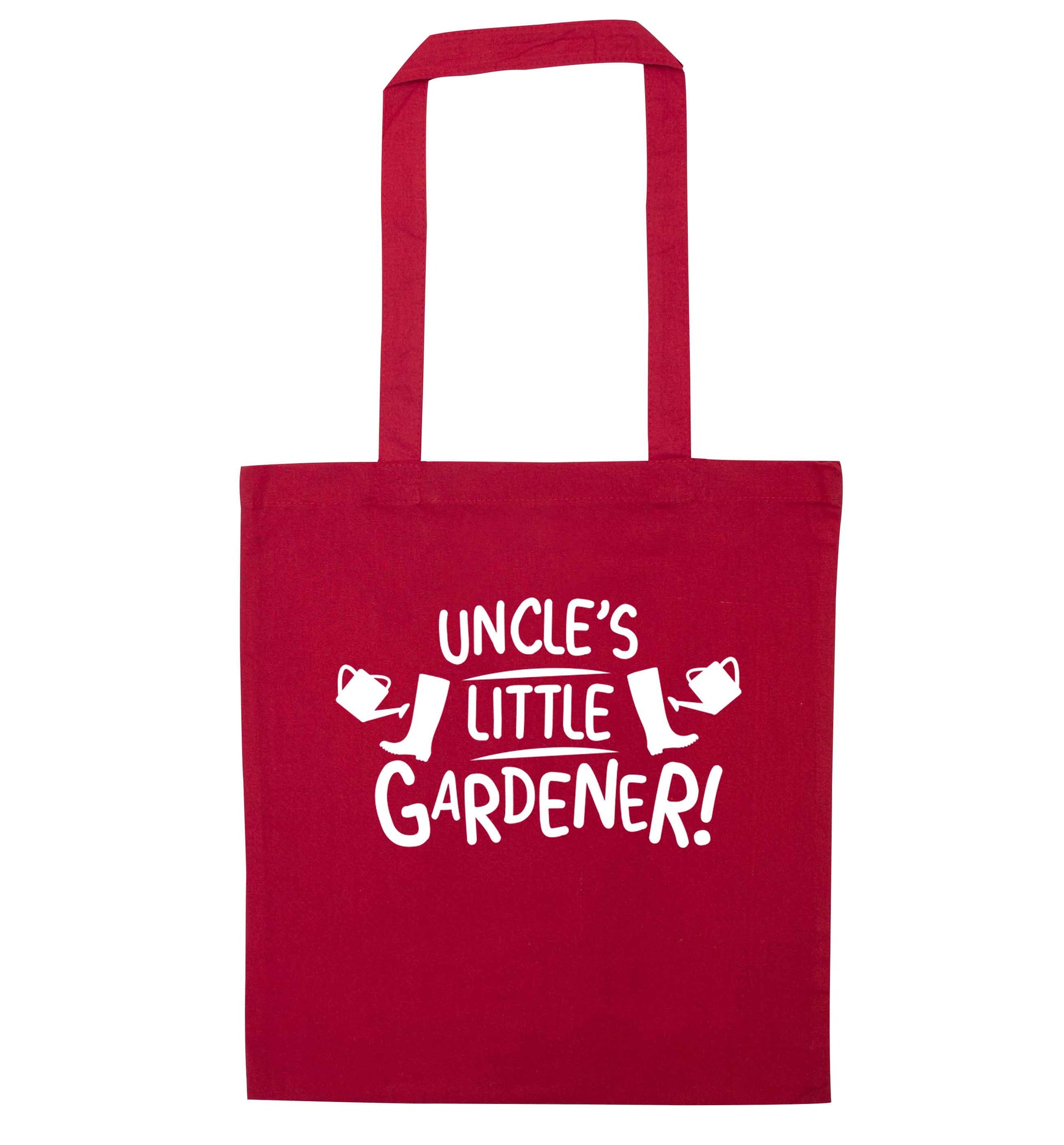 Uncle's little gardener red tote bag